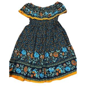 Choles off the shoulder vibrant floral stretch waist womens' dress size small